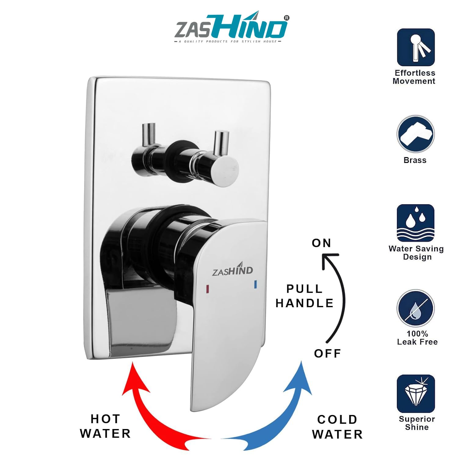 ZASHIND Alive 4 Way DIVERTOR 40MM with Part Modle.3112 Brass Exposed Kit for Single Lever Diverter - Image 3