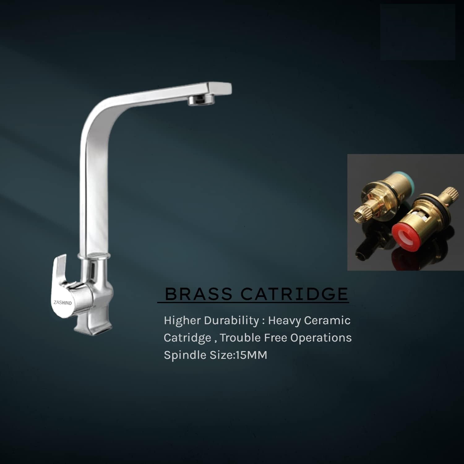 ZASHIND Chocolate Swan Neck Faucet - Premium Brass, Chrome Finish - Image 2