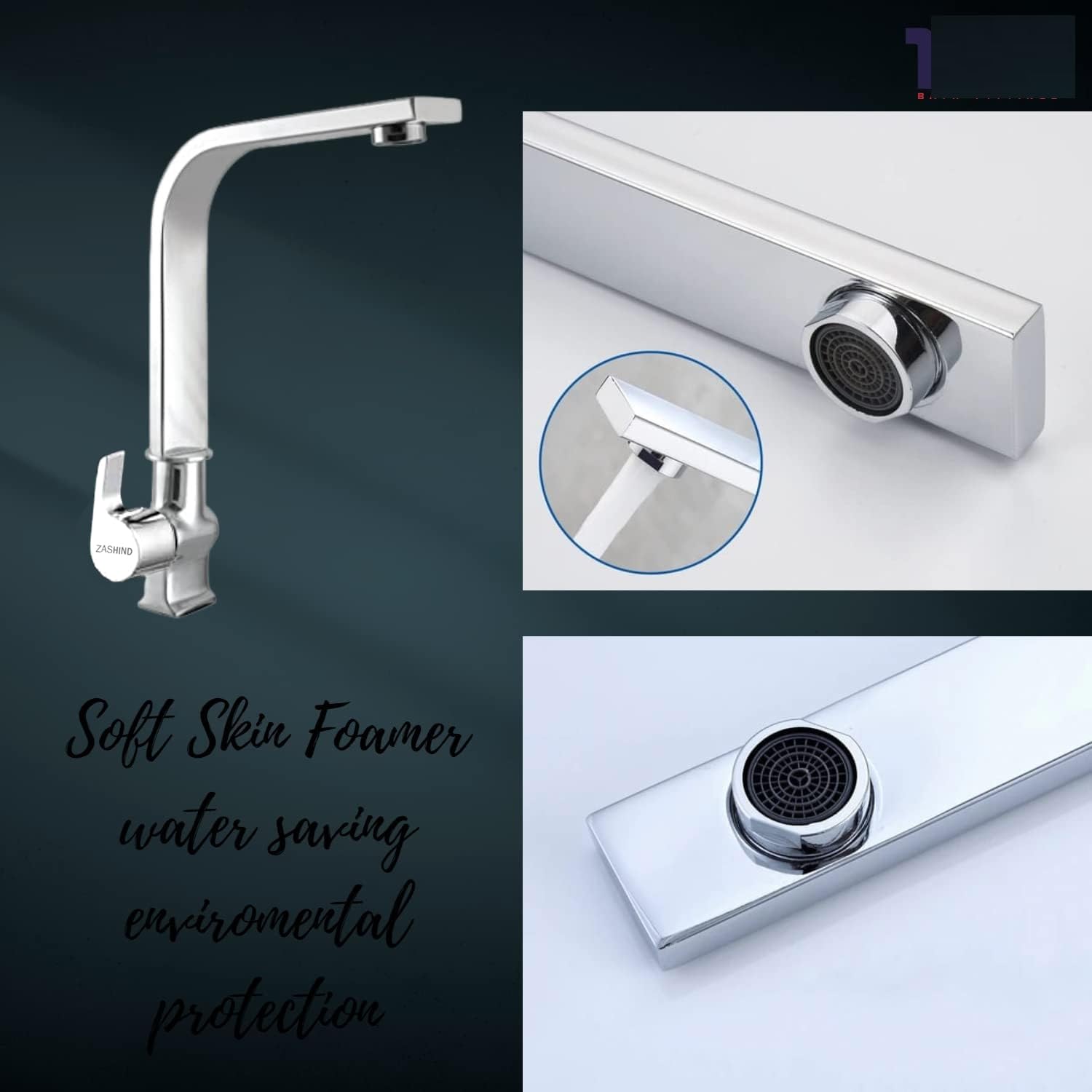 ZASHIND Chocolate Swan Neck Faucet - Premium Brass, Chrome Finish - Image 4