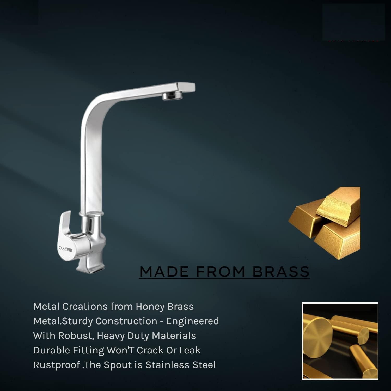 ZASHIND Chocolate Swan Neck Faucet - Premium Brass, Chrome Finish - Image 5